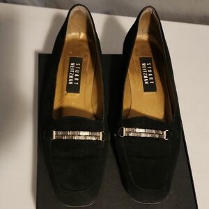 Stuart Weitzman Black Flats with Silver Accents